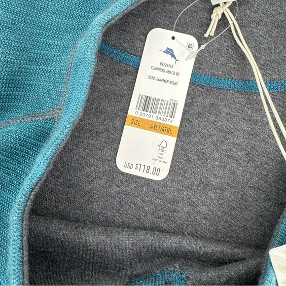 NWT Tommy Bahama Men's 4XLT Fliprider Abaco Reversible Cotton Sweatshirt $118